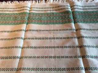 Hungarian Vintage Raw Linen Folk Art Embroidered Tablecloth & Six (6) Napkins 5