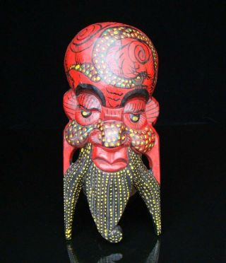 280mm Handmade Carving Colored Drawing Wood Mask God Of Longevity Deco Art