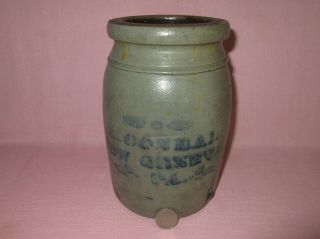Antique 19th C Stoneware A.  Conrad Geneva Pennsylvania Small Jar Crock 8.  25 "
