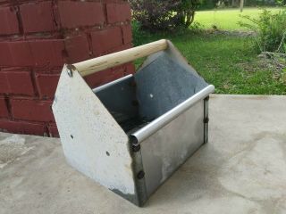 Vintage Galvanized Tray Rustic Farm Caddy Tote Primitive Metal Toolbox Repurpose