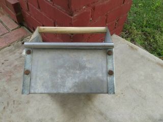 Vintage Galvanized Tray Rustic Farm Caddy Tote Primitive Metal Toolbox repurpose 6
