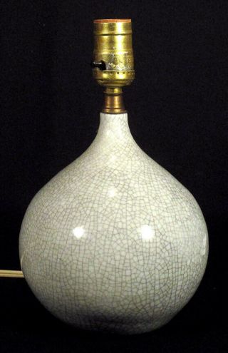 1970s Vintage Bruce Eppelsheimer Lamp Gray Crackle Glaze Hampshire Pottery