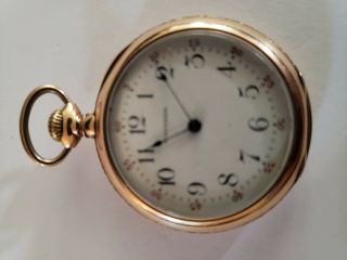 American Waltham Antique Pocket Watch In 14k Gold Open Face Csse