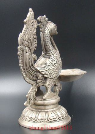 Collectibles Handmade Carving Statue Copper Silver Candlestick Phoenix Deco Art 5