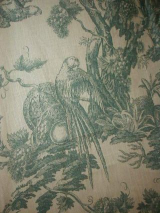 2 Yards Marius Boudin Ostrich & Monkey Toile Green & Tan French Linen 7