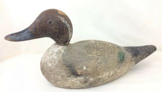 17” Antique Duck Hunting Decoy Hand Carved Primitive Wood Folk Art Rustic