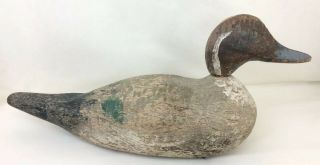 17” Antique Duck Hunting Decoy Hand Carved Primitive Wood Folk Art Rustic 2