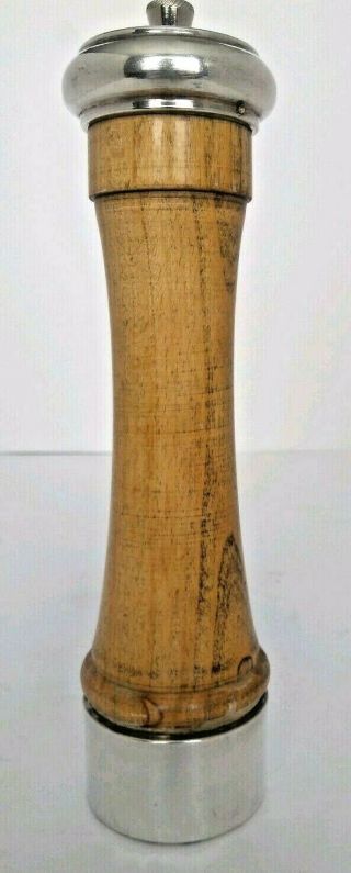 Tre Spade Pepper Grinder Mill Mid Century Italy Wood Sterling Silver Vintage