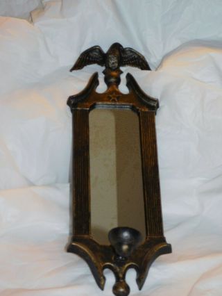 antique federal eagle cast iron wall mirror vintage old candle holder sconce 7