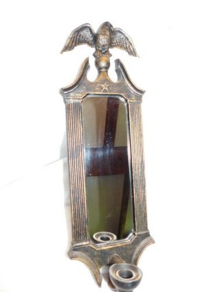 antique federal eagle cast iron wall mirror vintage old candle holder sconce 8