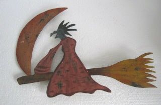 Iron Weathervane Witch On Broom.  Halloween Weather Vane,  Silhoutte