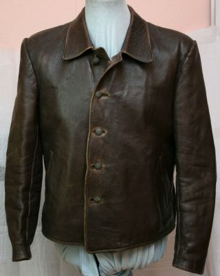 Extrem Rare Auth.  German Leather Uniform Paratrooper Leather Jacket Size L Wwii
