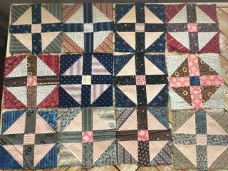 Back In Time Textiles 36 Antique 1870 - 90 Civil War Era Quilt Blocks Loads Of