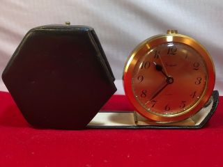 Vintage Sheffield Travel Alarm Clock & Case West Germany