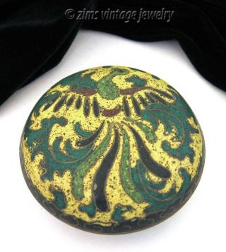 Antique Chinese Qing Dynasty Cloisonne Enamel Phoenix Bird Bronze Trinket Box