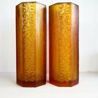 Mid Century Modern Sascha Brastoff Design Orange Resin Candle Holders