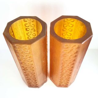 Mid Century Modern Sascha Brastoff Design Orange Resin Candle Holders 2