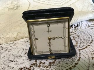 Vintage Semca 7 Jewel Travel Musical Swiss Alarm Clock In Leather Case