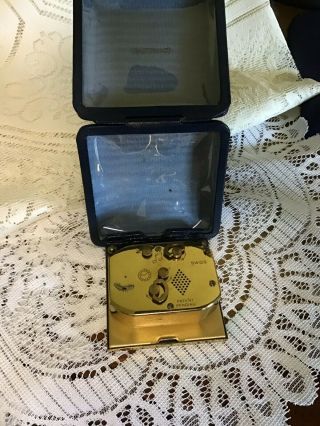 Vintage SEMCA 7 Jewel Travel Musical Swiss Alarm Clock In Leather Case 3