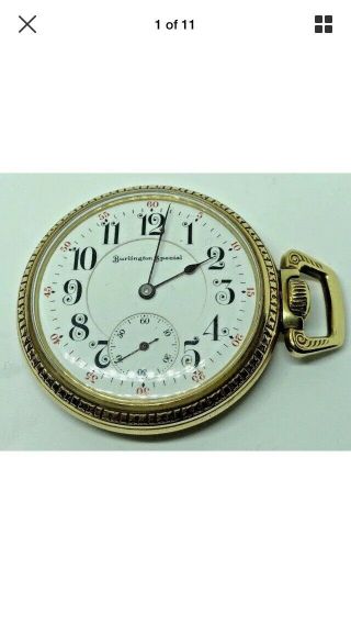 Burlington Special 16 Size,  19 Jewel,  1914 - Pocket Watch.  Stem Wound,  Lever Set.