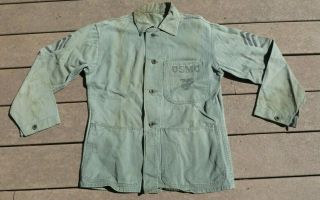 Vtg Ww2 Wwii 1941 Usmc Hbt Herringbone P41 Marines Shirt Jacket Utility