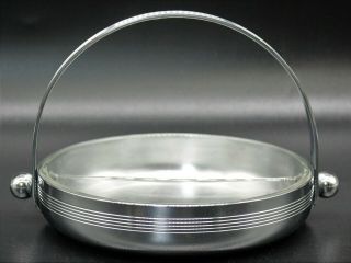 Chase Art Deco Chrome Divided Candy Dish with Handle & Glass Insert 3