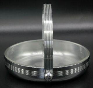 Chase Art Deco Chrome Divided Candy Dish with Handle & Glass Insert 4