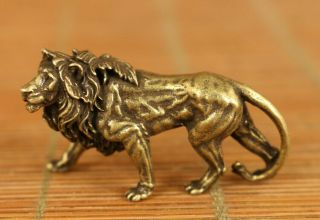 Rare Chinese Old Bronze Hand Carving Lion Statue Figue Netsuke Noble Decoration