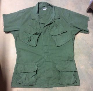 Us Military Issued Rip Stop Og 107 Scout Dog Vietnam War Era Short Sleeve Shirt