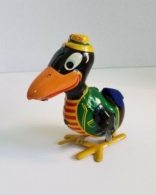 Linmar Marx Cary The Crow Mechanical Hopping Wind - Up Tin Toy Japan Green Jacket
