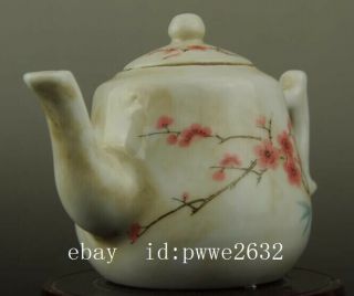 Chinese old hand - made famille rose porcelain flower pattern teapot b01 2