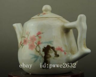 Chinese old hand - made famille rose porcelain flower pattern teapot b01 3