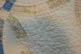 Antique Handmade Hand Stitched Double Wedding Ring Quilt 77.  5 