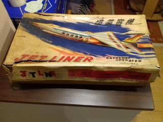 Antique Red China Tin Toy Boxed Me671 Rare Jetliner Airplane Batery Operated
