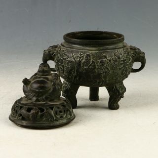 EXQUISIT Chinese OLD Bronze Buddha Incense Burner Made During Da Ming Xuande 4