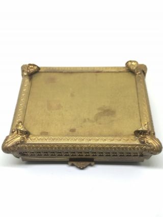 Vintage FRENCH HAND PAINTED PORTRAIT HINGE Trinket/jewelry BOX Bronze/wood 5