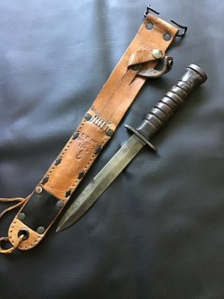 Wwii U.  S.  M.  3 Case Trench Fighting Knife Guard Marked,  Sheath