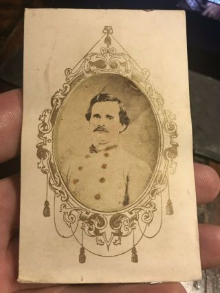 Antique Civil War Cdv Photo Confederate Soldier In Uniform