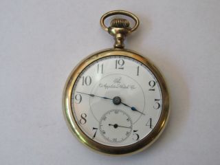 The Appleton Watch Co.  Wisconsin 18 Size Pocket Watch Stem Attached Orig Case