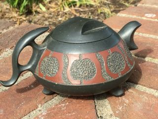 Antique Chinese Yixing Zisha Clay Teapot With Three Legs 3