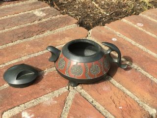 Antique Chinese Yixing Zisha Clay Teapot With Three Legs 8
