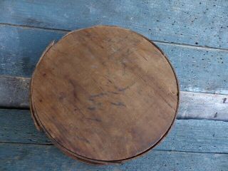 antique primitive 6.  5 inch diameter wood pantry box dark brown patina 4