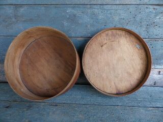 antique primitive 6.  5 inch diameter wood pantry box dark brown patina 6