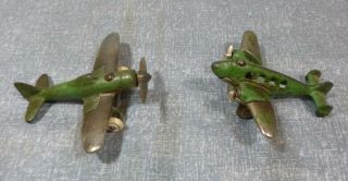 2 Vintage Hubley Small Sized Cast Iron Toy Airplanes