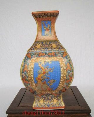 220mm Handmade Painting Cloisonne Porcelain Vase Flower Bird YongZheng Mark 2