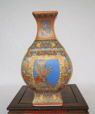 220mm Handmade Painting Cloisonne Porcelain Vase Flower Bird YongZheng Mark 3