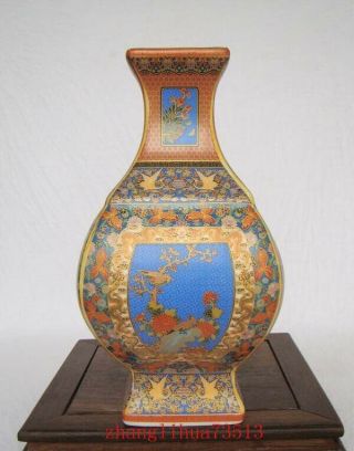 220mm Handmade Painting Cloisonne Porcelain Vase Flower Bird YongZheng Mark 4