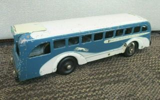 Vintage Buddy L Greyhound Pressed Steel Wind Up Bus