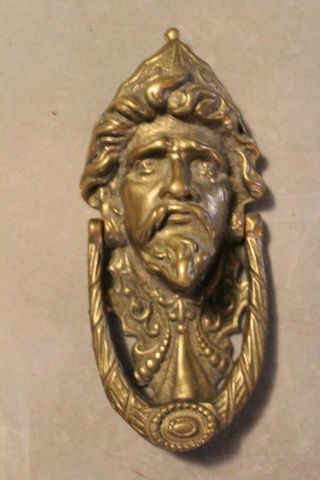 19th Ornate Finest Quality Antique Victorian Heavy Brass Green Man Door Knocker