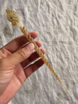 Exquisite Chinese Nature Do Old Jade Hand Carving Hollow Out Hairpin